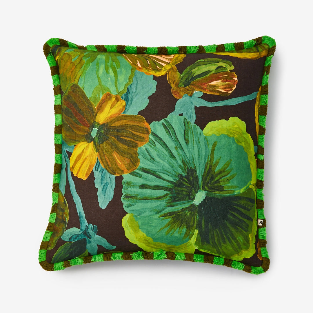Bonnie & Neil Wild Pansy Emerald Cushion 60cm
