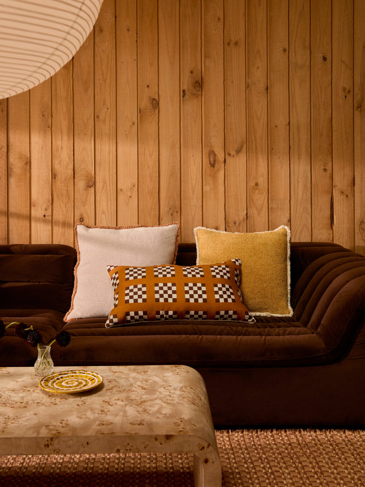 Bonnie & Neil Lattice Tan Cushion 75x45cm