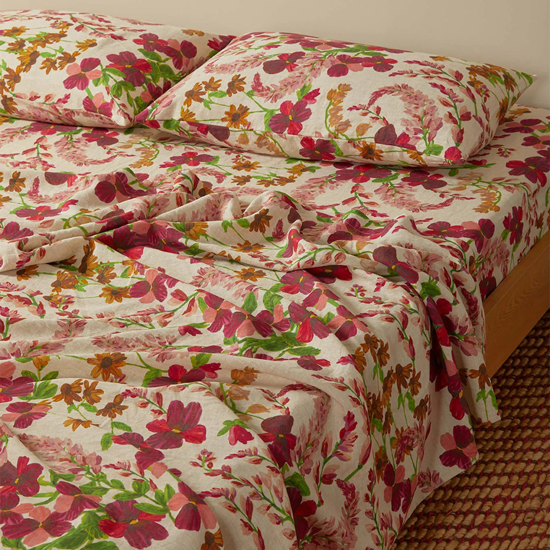 Bonnie & Neil Lupin Multi Linen Fitted Sheet