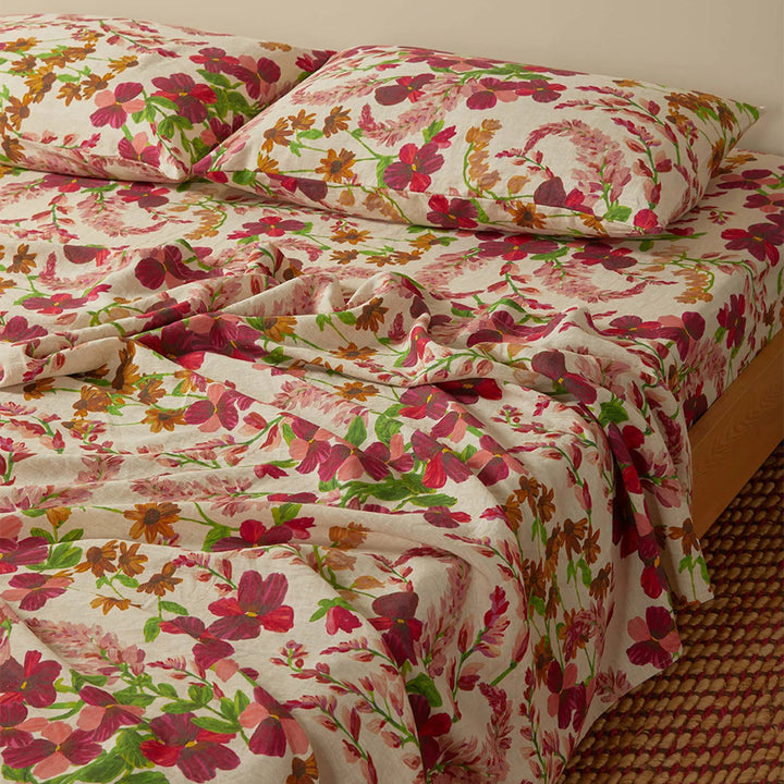 Bonnie & Neil Lupin Multi Linen Fitted Sheet