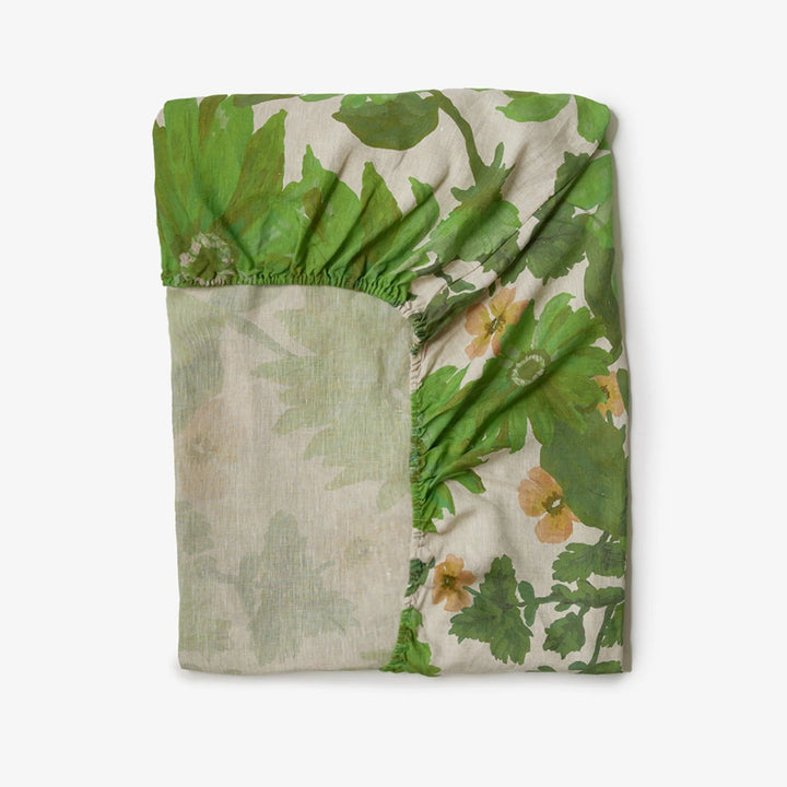 Bonnie & Neil Marigold Leaf Linen Fitted Sheet