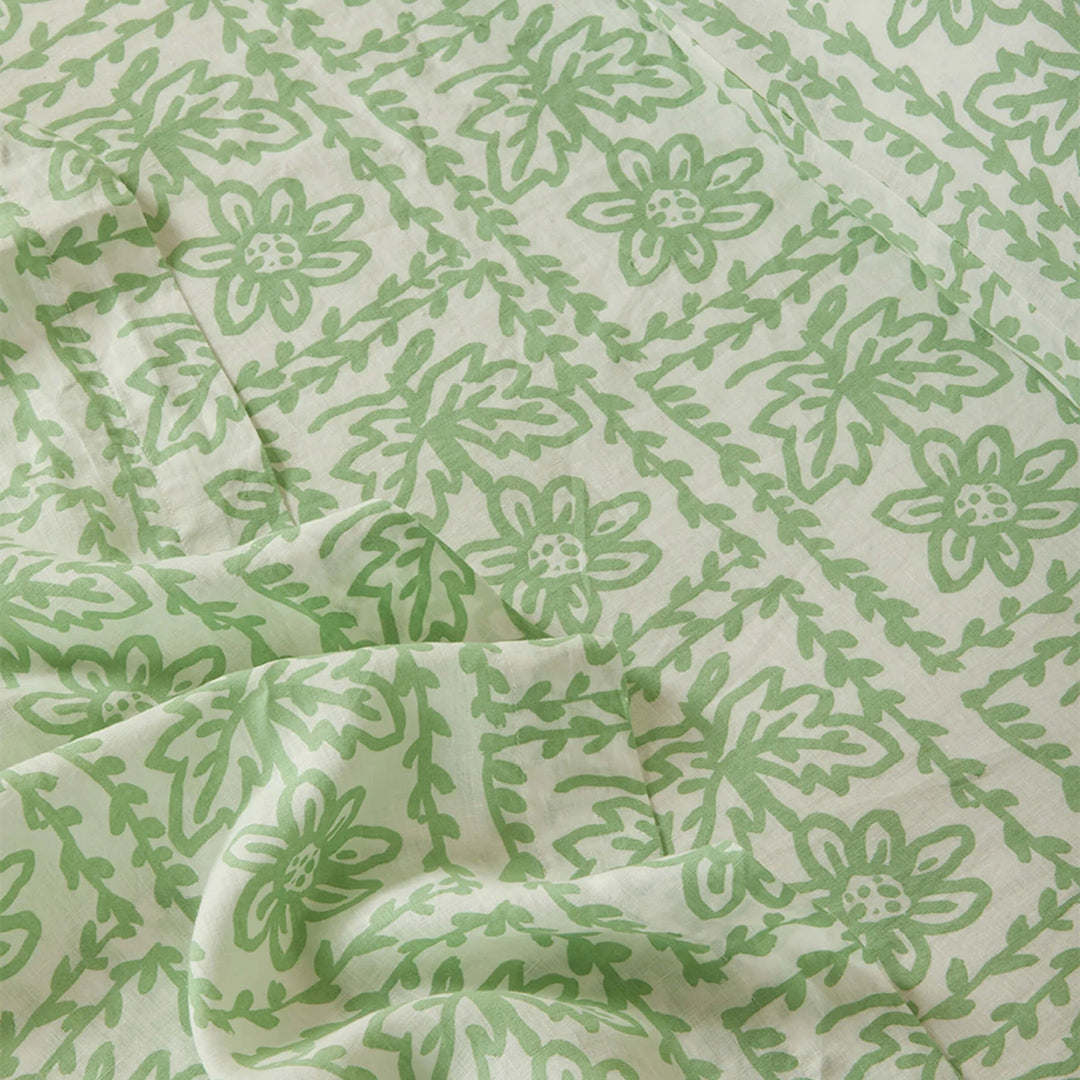 Bonnie & Neil Daisy Sage Linen Fitted Sheet