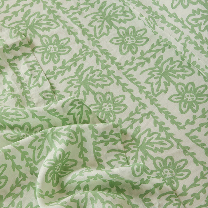 Bonnie & Neil Daisy Sage Linen Fitted Sheet