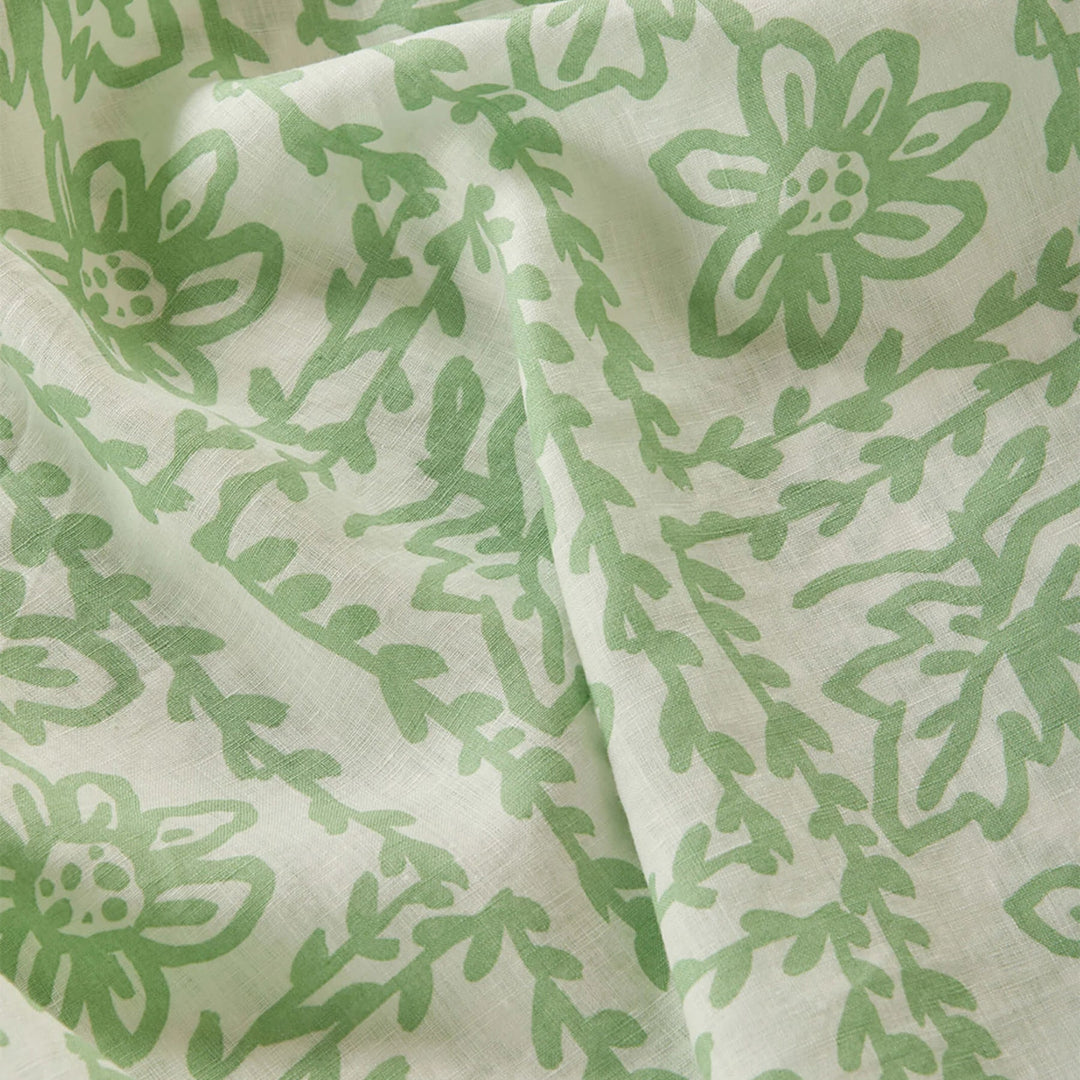 Bonnie & Neil Daisy Sage Linen Fitted Sheet