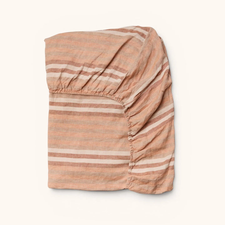 Bonnie & Neil Stripe Hazelnut Linen Fitted Sheet
