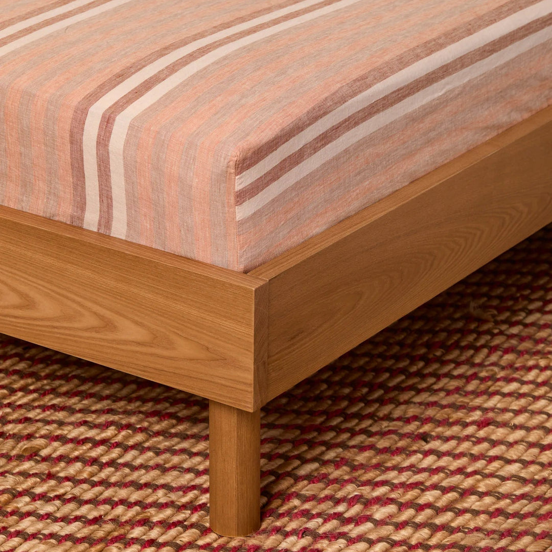 Bonnie & Neil Stripe Hazelnut Linen Fitted Sheet