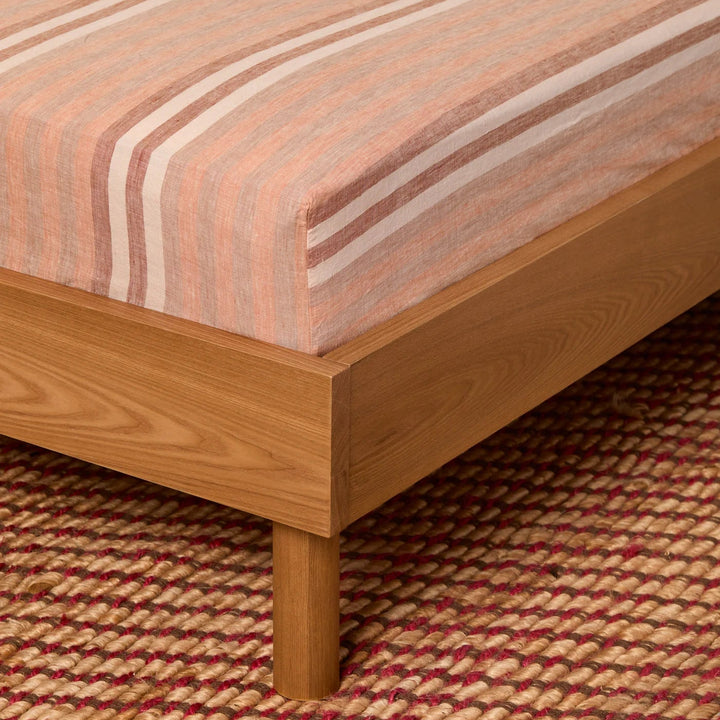 Bonnie & Neil Stripe Hazelnut Linen Fitted Sheet