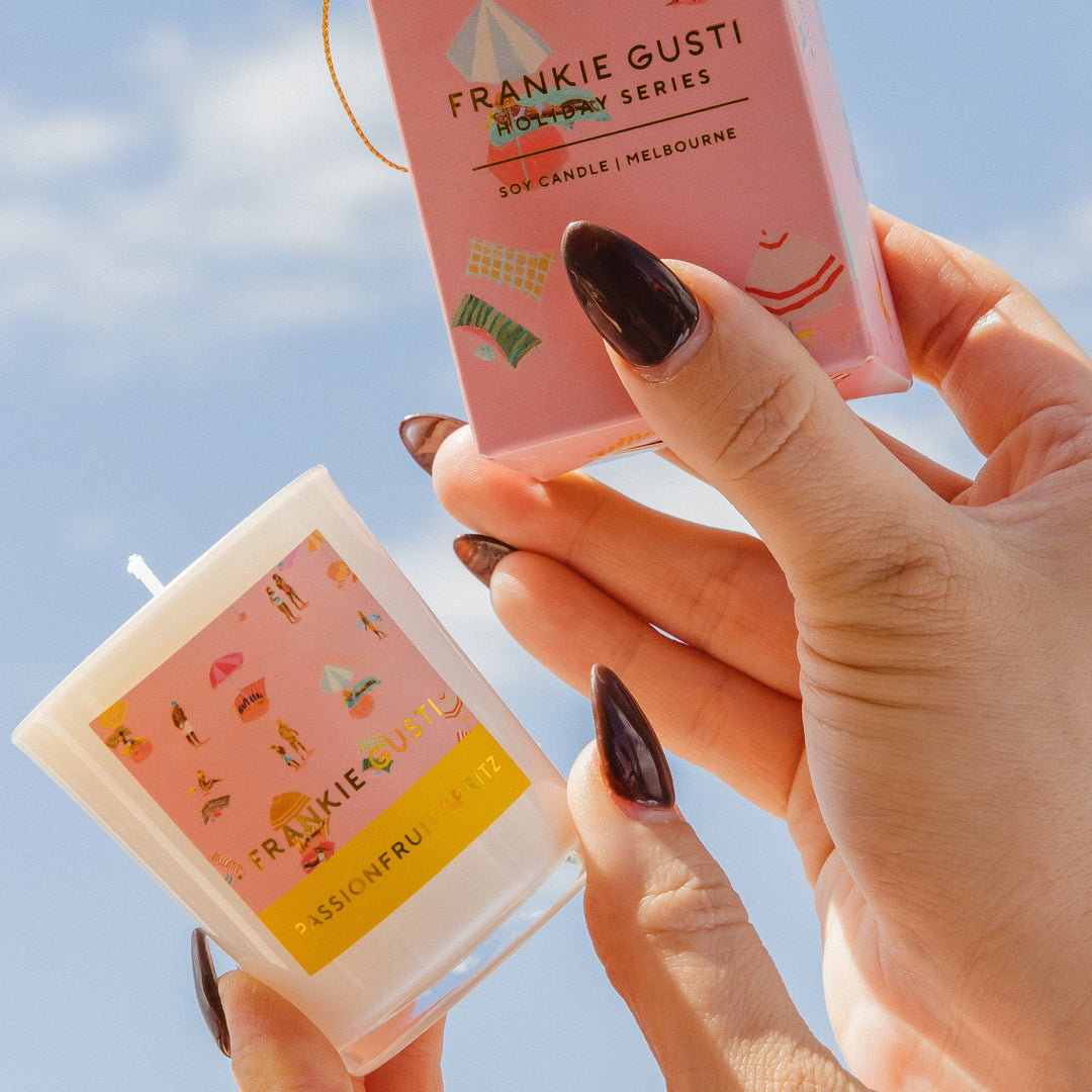Frankie Gusti Holiday Series Ornament Candle - Passionfruit Spritz