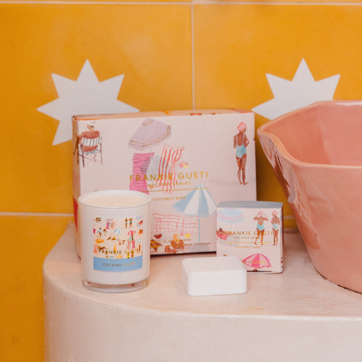Frankie Gusti Holiday Series Candle + Steamer Duo - Coconut Surf