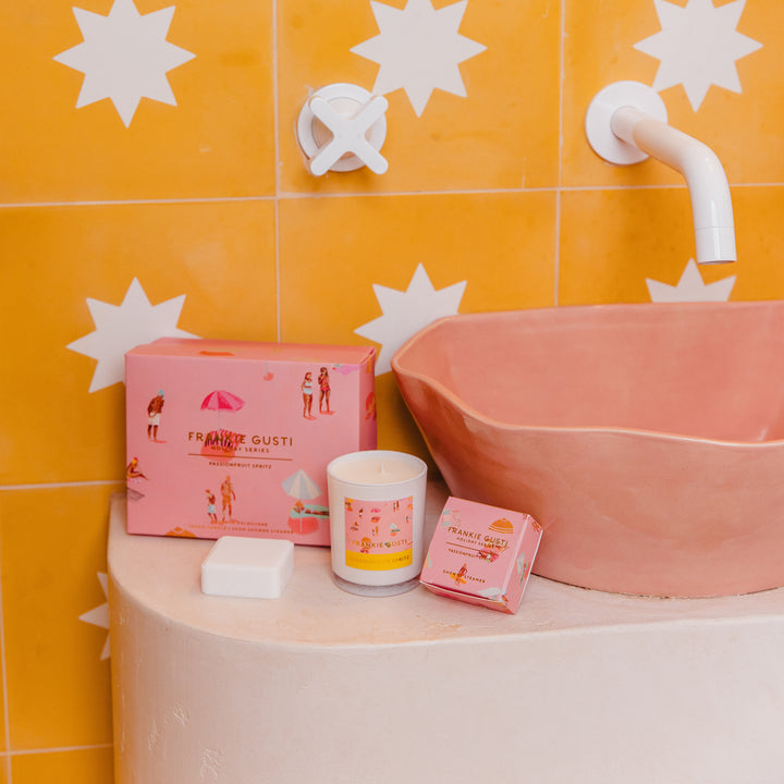 Frankie Gusti Holiday Series Candle + Steamer Duo - Passionfruit Spritz