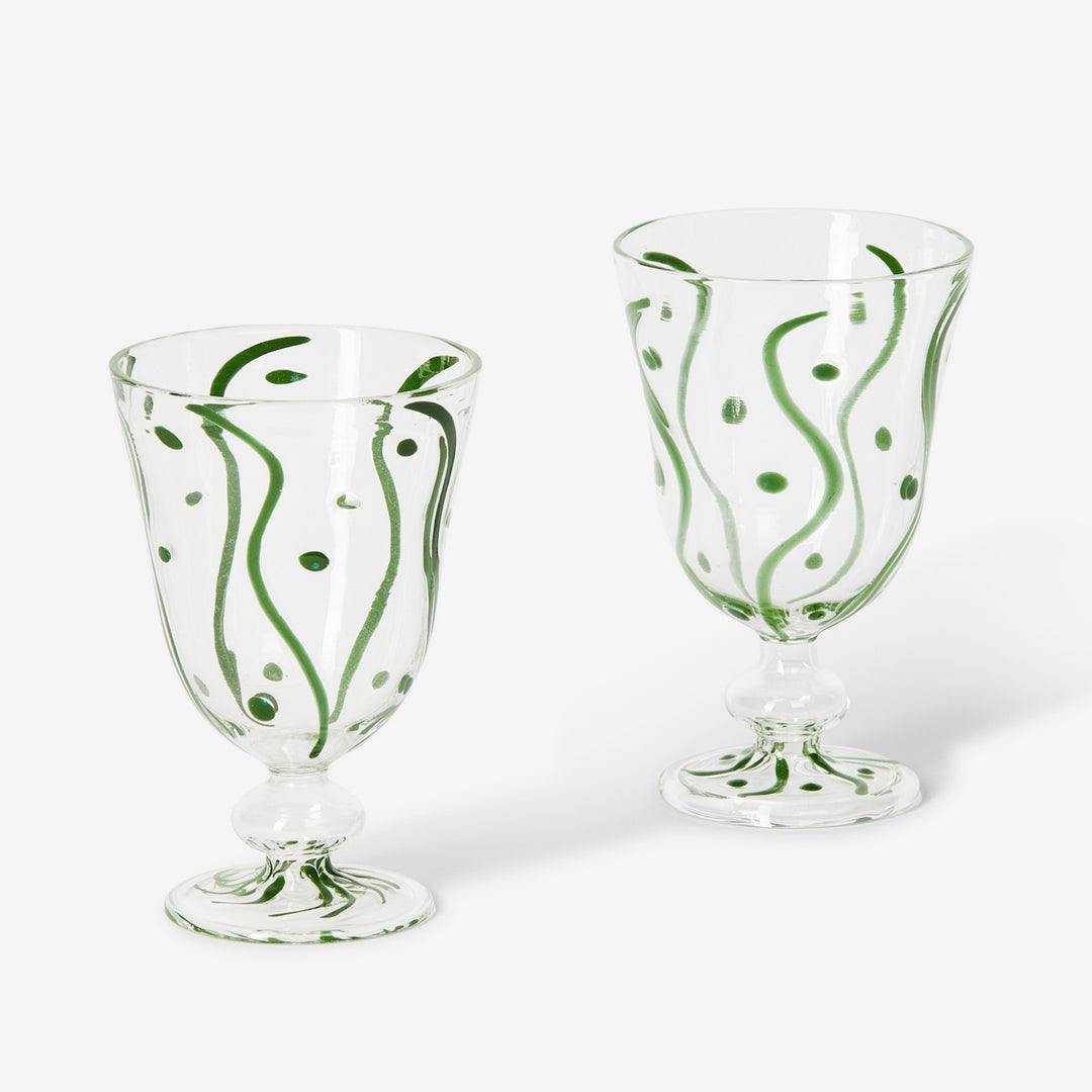 Bonnie & Neil Waves Green Goblets - Glassware