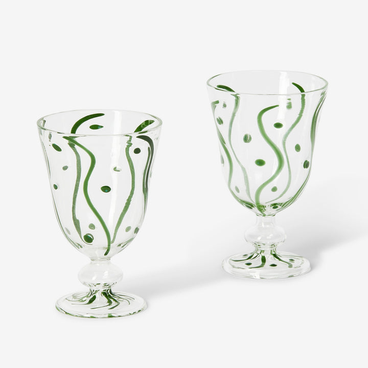 Bonnie & Neil Waves Green Goblets - Glassware
