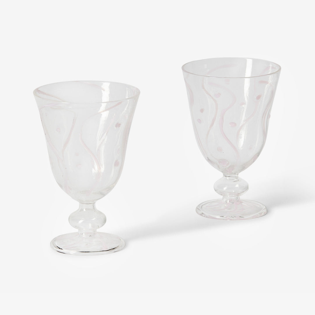 Bonnie & Neil Waves Pink Goblets - Glassware