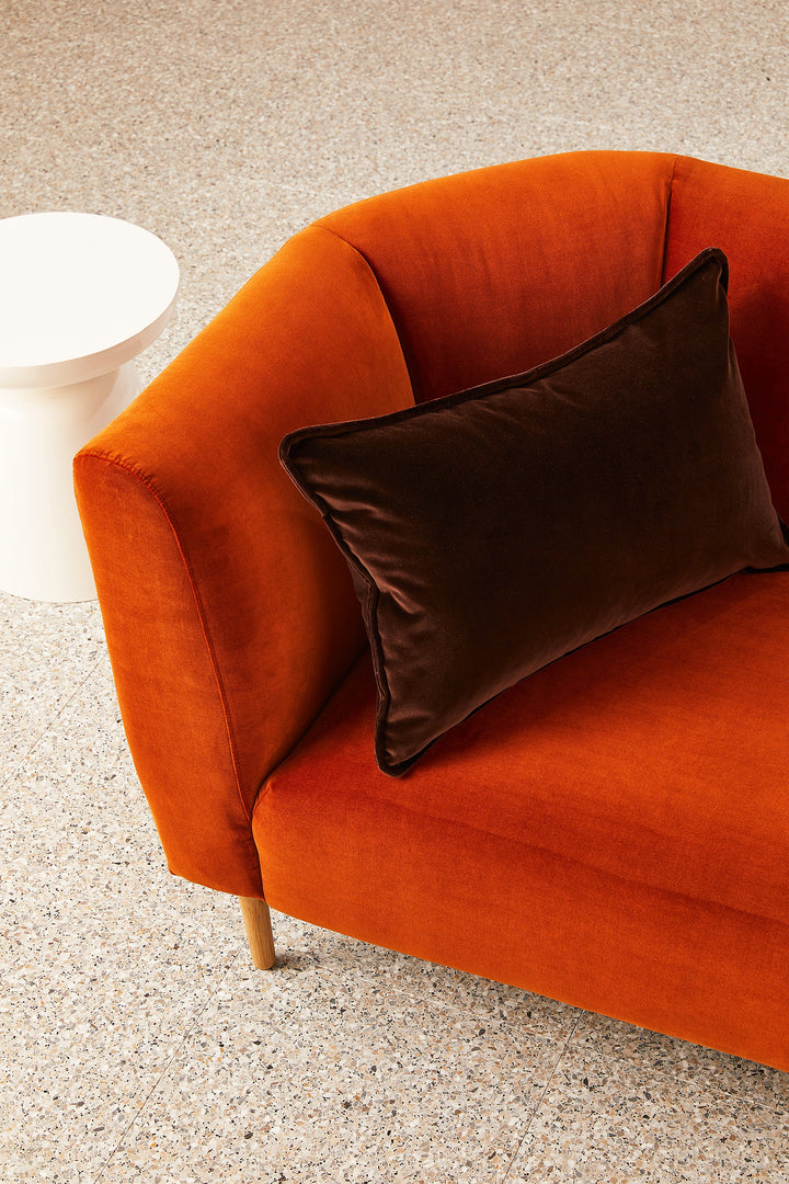 Hommey Velvet Lumbar Cushion - Chocolate