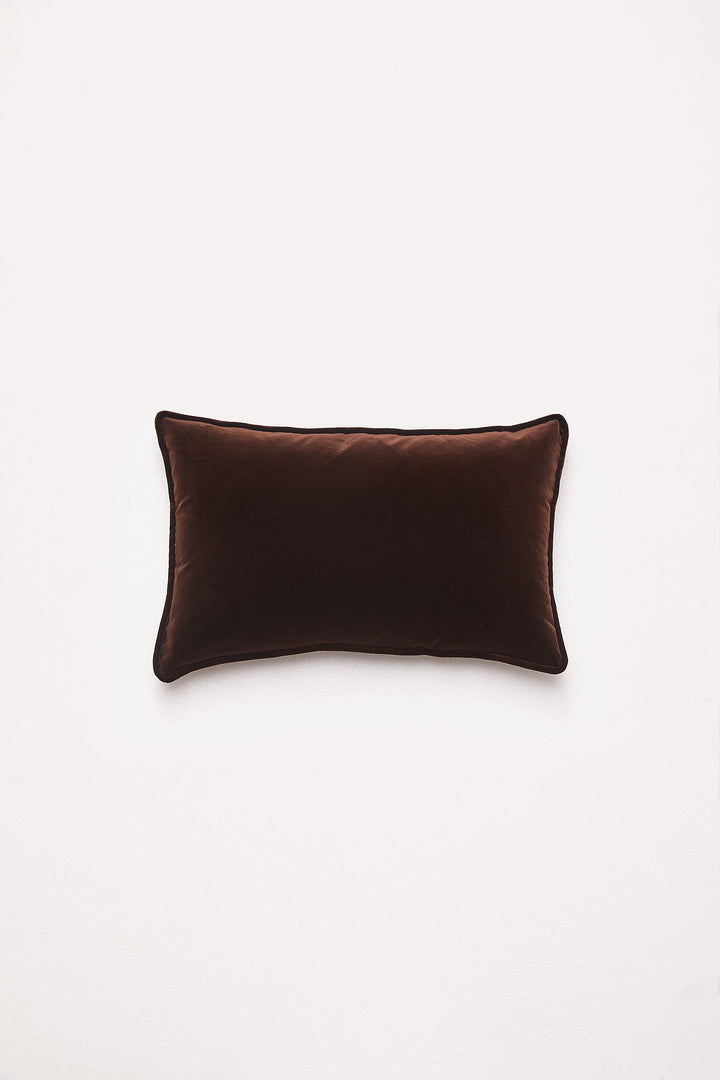 Hommey Velvet Lumbar Cushion - Chocolate