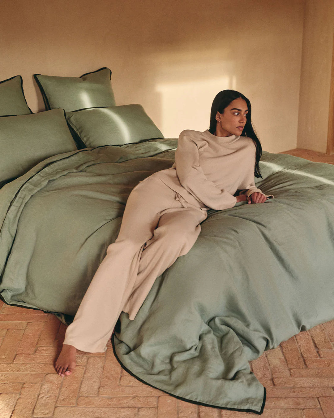 Hommey Linen Quilt Cover - Spearmint