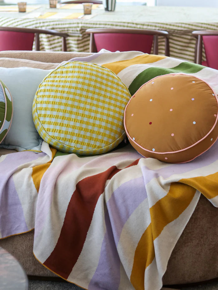 Mosey Me Citrus Seersucker Round Cushion Sale price