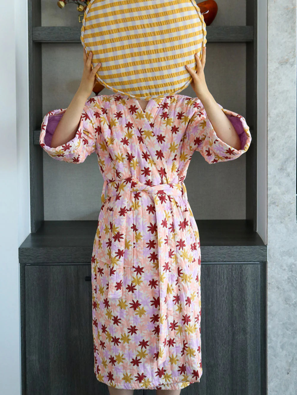 Mosey Me Peach Floral Quilted Robe