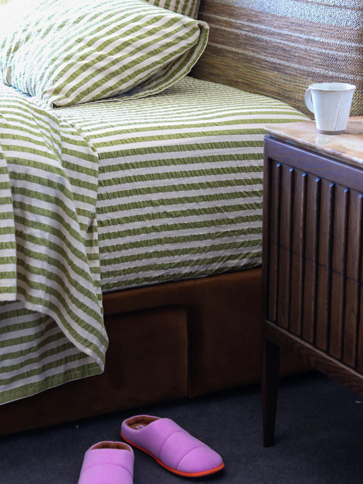 Mosey Me Pistachio Seersucker Stripe Fitted Sheet
