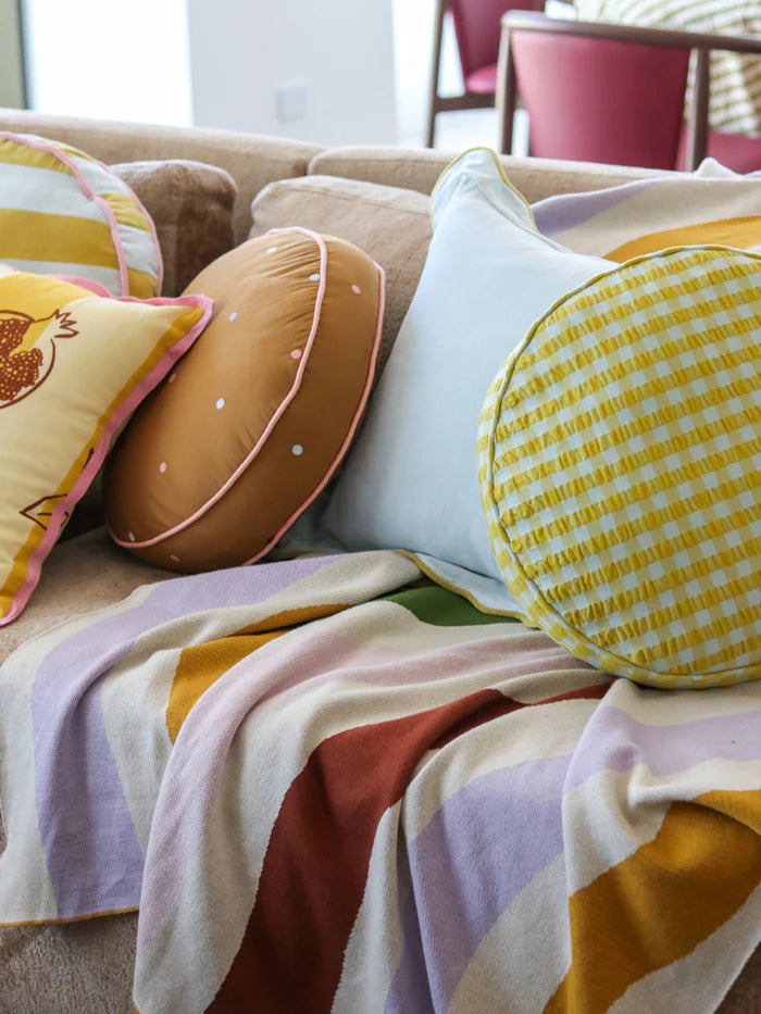 Mosey Me Citrus Seersucker Round Cushion Sale price