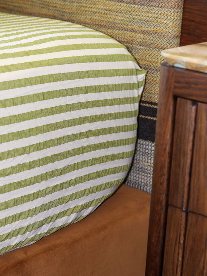 Mosey Me Pistachio Seersucker Stripe Fitted Sheet
