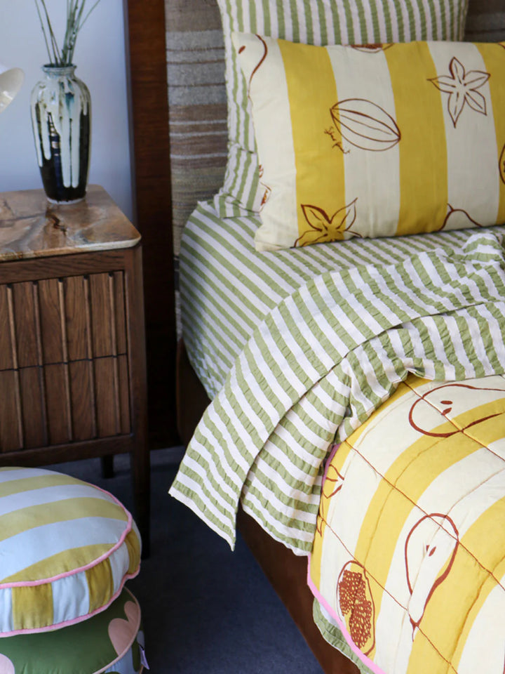 Mosey Me Pistachio Seersucker Stripe Fitted Sheet