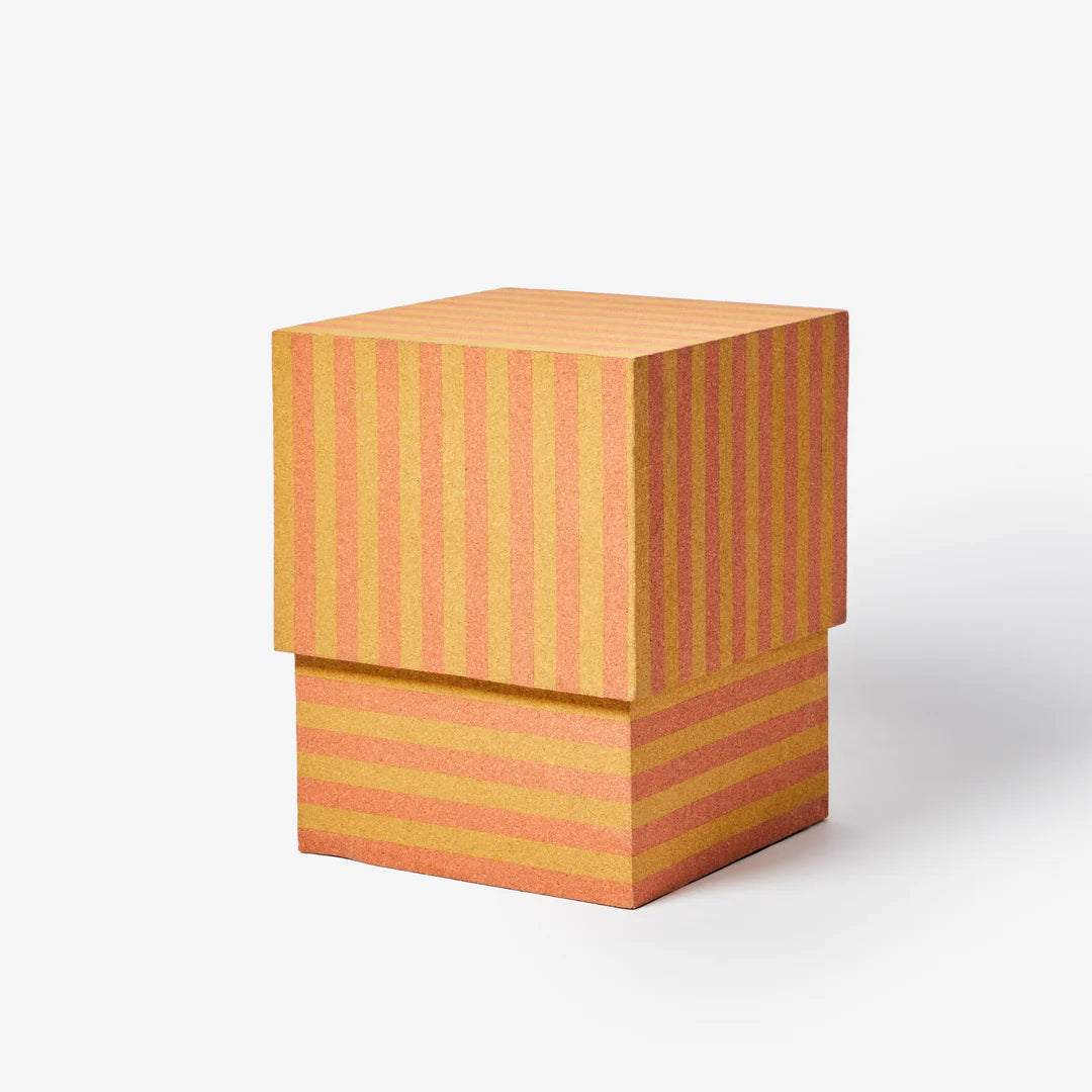 Bonnie & Neil Cork Square Side Table - Stripe Orange