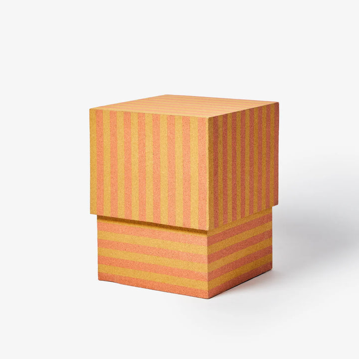 Bonnie & Neil Cork Square Side Table - Stripe Orange