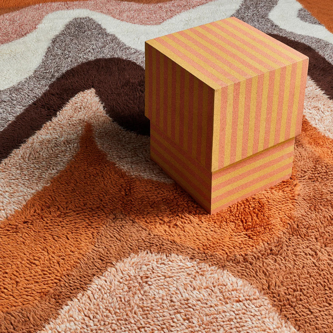 Bonnie & Neil Cork Square Side Table - Stripe Orange