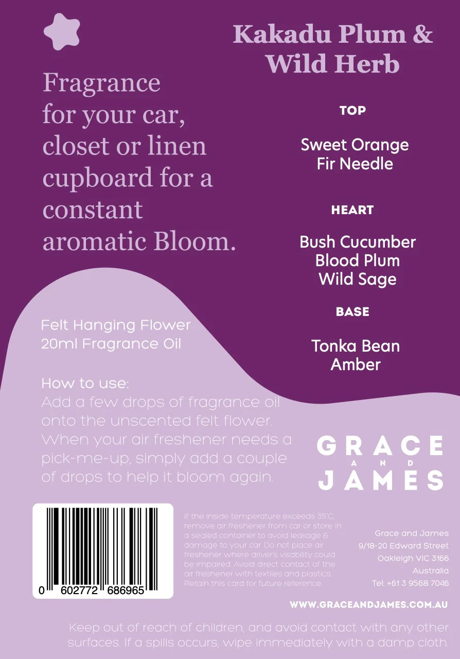 Grace and James Kakadu Plum & Wild Herb Felt Air Freshener