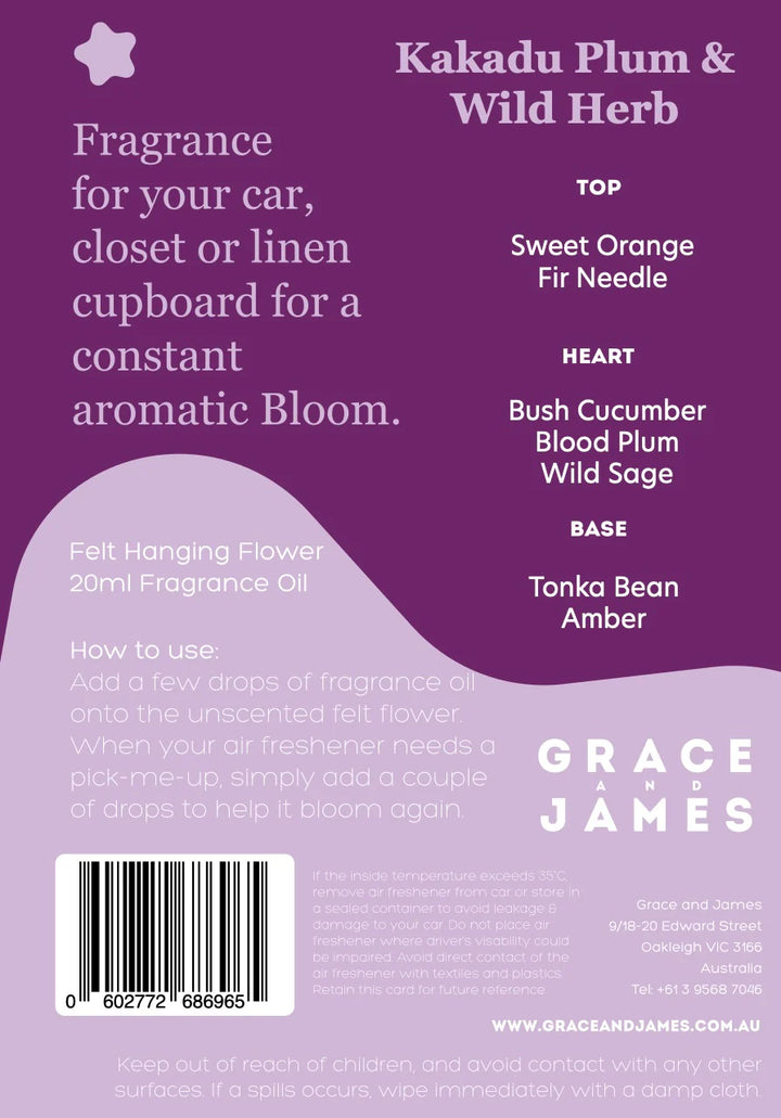 Grace and James Kakadu Plum & Wild Herb Felt Air Freshener