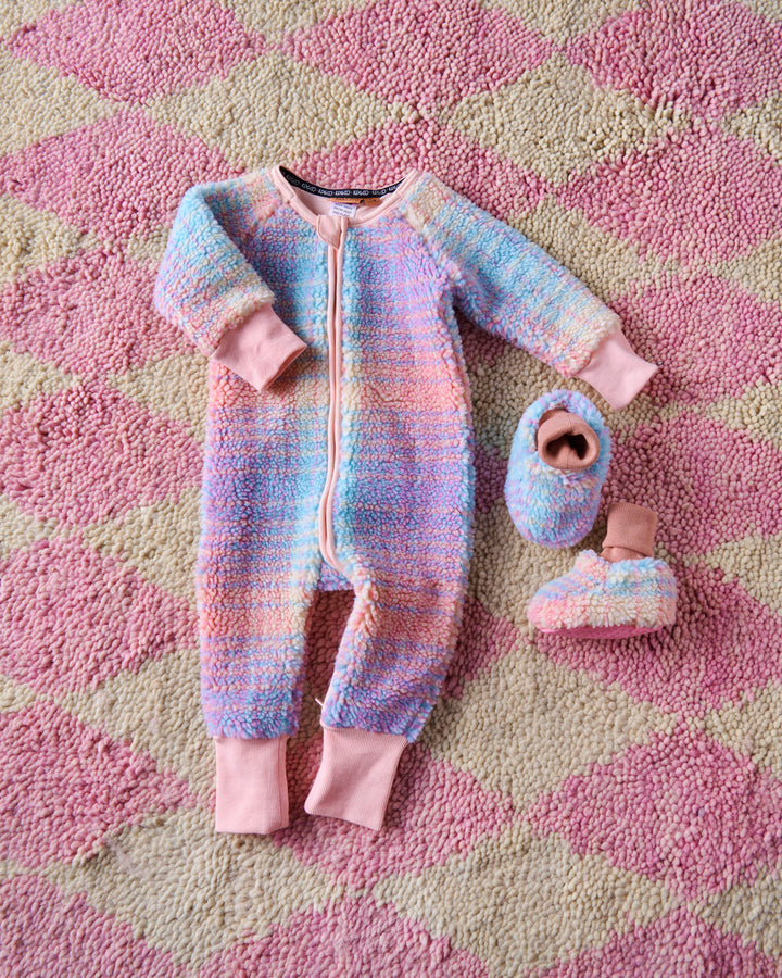 Kip & Co Pastel Dreams Tartan Sherpa Baby Booties