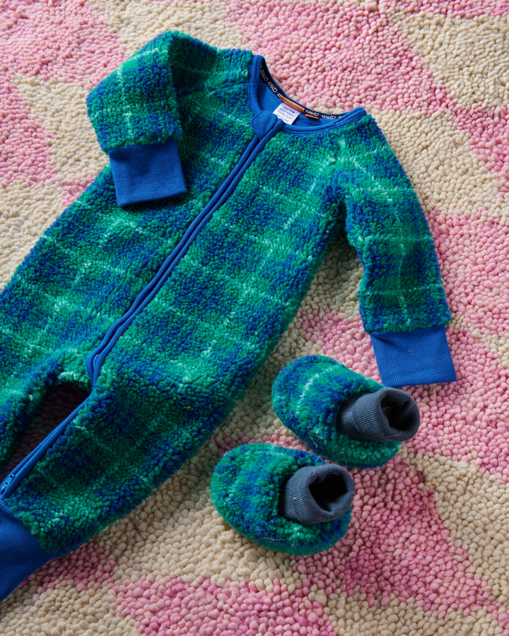 Kip & Co Wilderness Tartan Sherpa Baby Booties