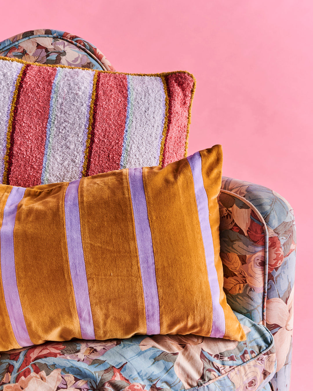 Kip & Co Rose Water Stripe Square Boucle Cushion