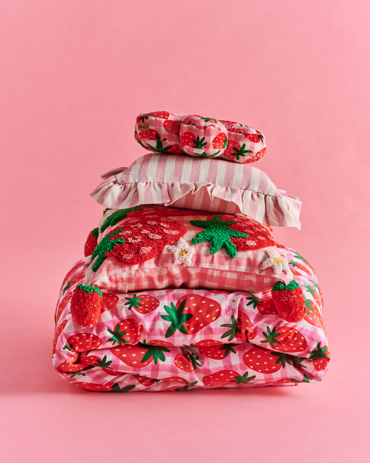 Kip & Co Strawberry Jam Tufted Pom Pom Cushion