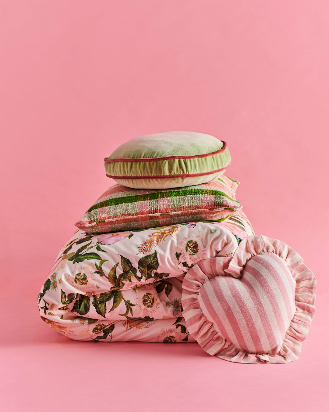 Kip & Co Cotton Candy Heart Frill Upholstery Cushion