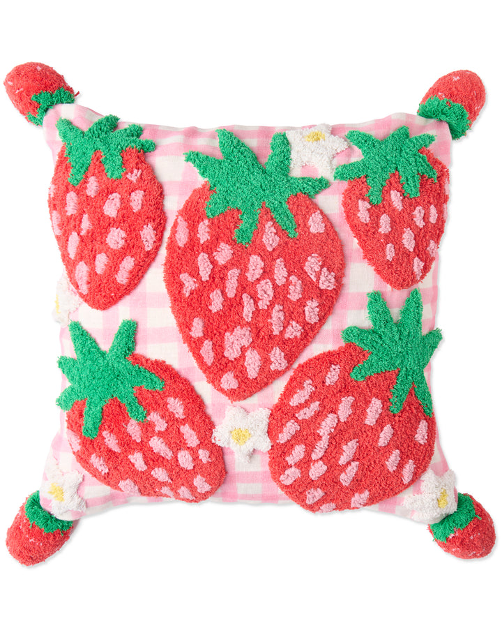 Kip & Co Strawberry Jam Tufted Pom Pom Cushion