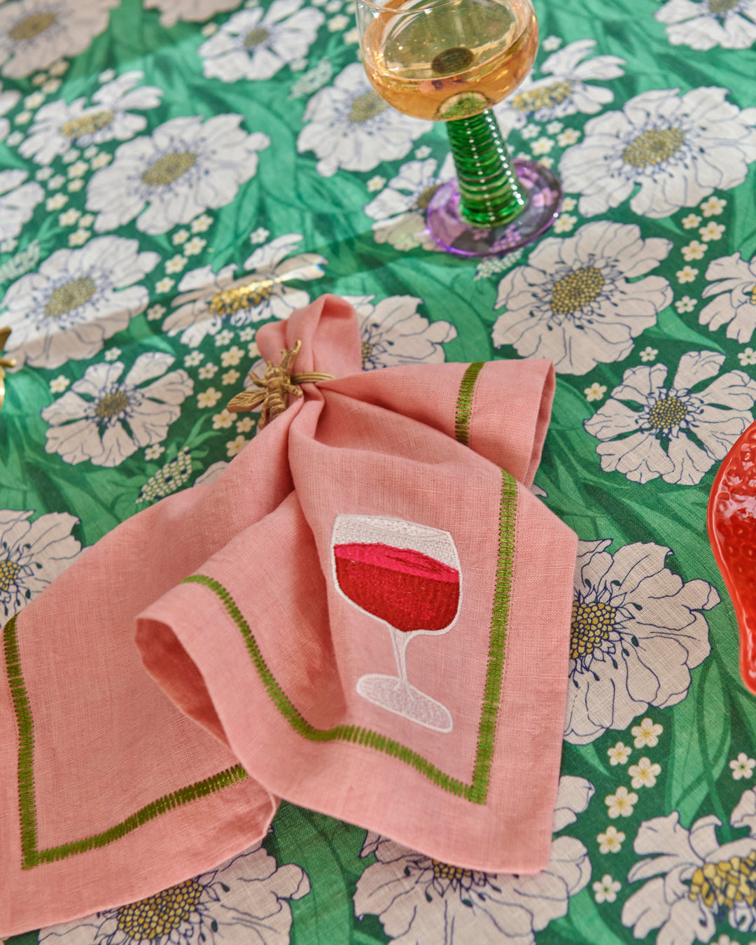 Kip & Co Supper Club Embroidered Linen 4P Napkin Set