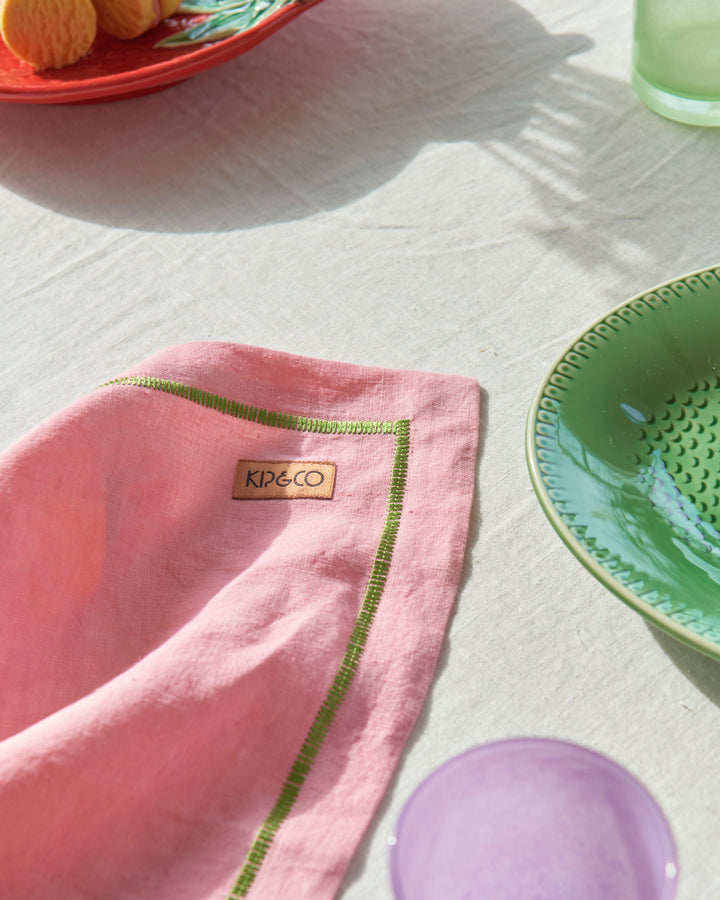 Kip & Co Supper Club Embroidered Linen 4P Napkin Set