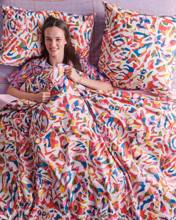 Kip & Co x Jenny Kee Opal Oz Pax White Organic Cotton European Pillowcases