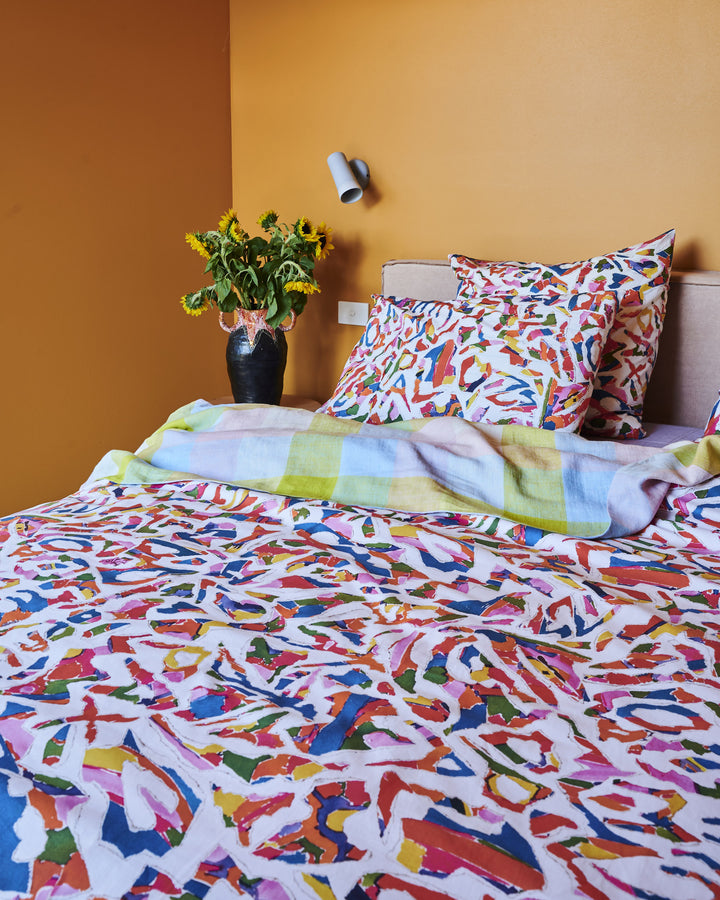 Kip & Co x Jenny Kee Opal Oz Pax White Organic Cotton European Pillowcases
