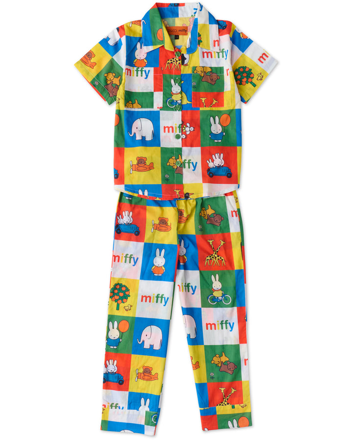 Kip & Co x Miffy's Adventures Kids Organic Cotton Short Sleeve Shirt & Pant Pyjama Set