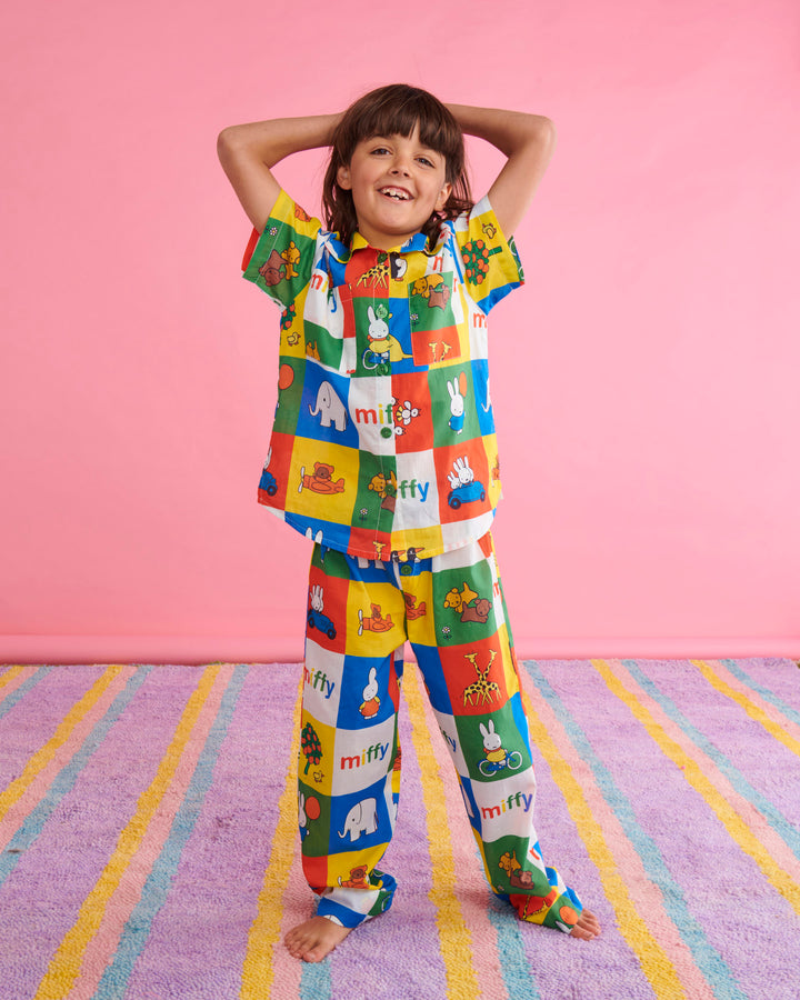 Kip & Co x Miffy's Adventures Kids Organic Cotton Short Sleeve Shirt & Pant Pyjama Set
