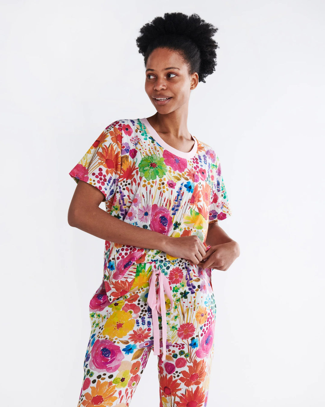 Kip & Co Field Of Dreams In Colour Organic Cotton Short Sleeve Pyjama T-Shirt