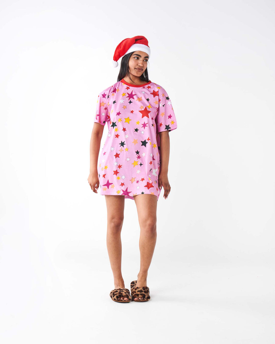 Kip & Co Festive Star Organic Cotton Over T Shirt Nightie