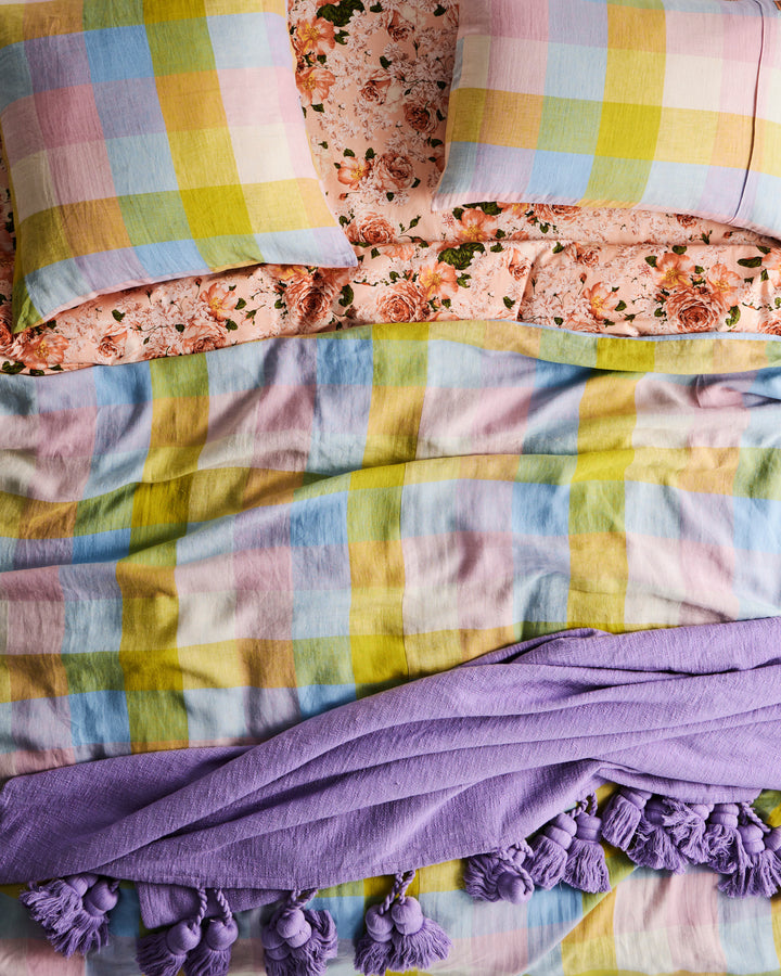 Kip & Co Corfu Tartan Linen Quilt Cover
