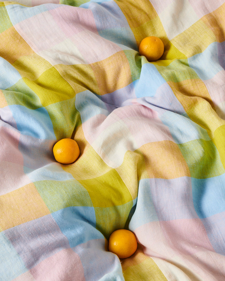 Kip & Co Corfu Tartan Linen Fitted Sheet