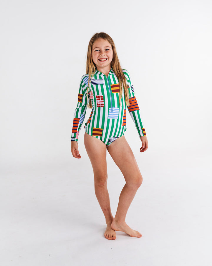 Kip & Co Stripe On Stripe Long Sleeve Bathers