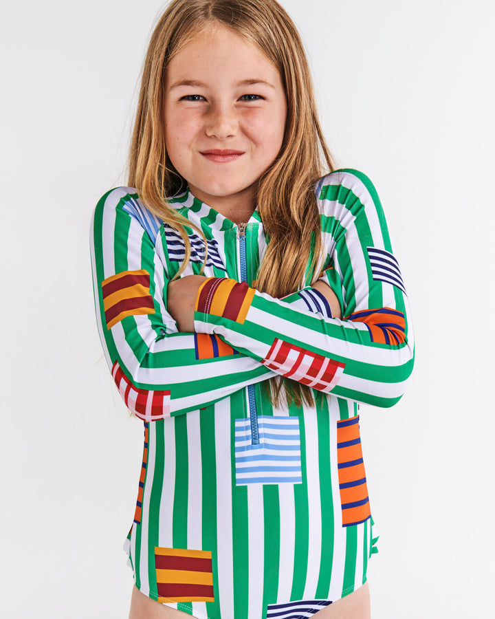 Kip & Co Stripe On Stripe Long Sleeve Bathers