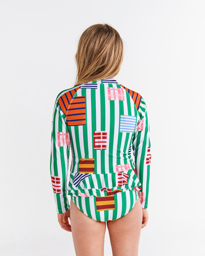 Kip & Co Stripe On Stripe Long Sleeve Bathers